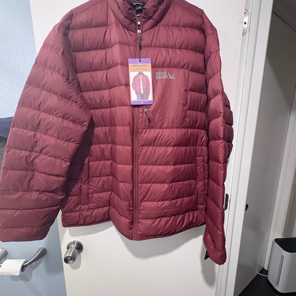 Eddie Bauer Men's Red Rust Puffer Jacket- XXL